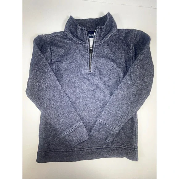 The Childrens Place Boys Gray Pullover Half Zip Mock Neck Sweatshirt Size 7/8 - Picture 2 of 5